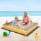 Natural Fir Wood Kids Kitchen Sandbox with Bench Outdoor Playset